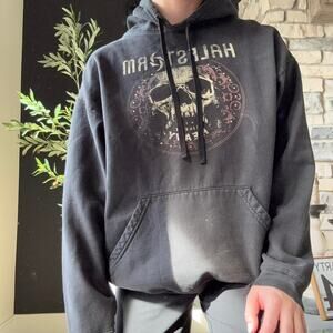 Halestorm black grunge band hoodie with skull logo size XL